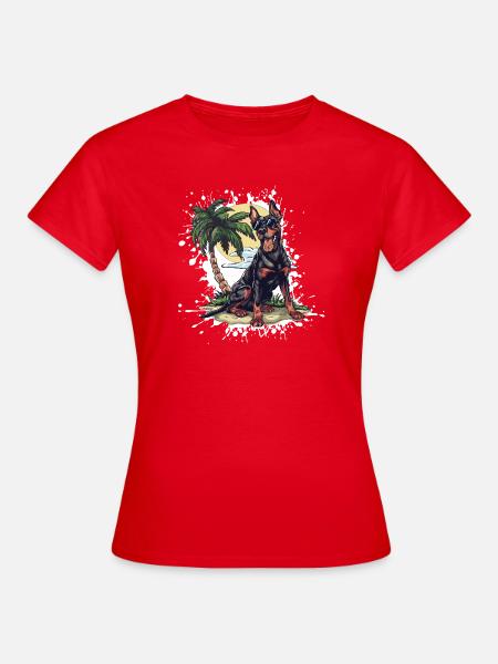 Dobermann Hund Sommer - Frauen T-Shirt - Rot