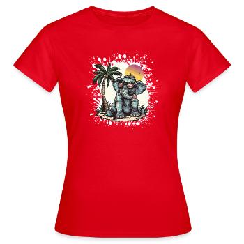 Elephant Summer Comic - Women's T-Shirt - red - Front - AI Model Female 172 dark (172cm)