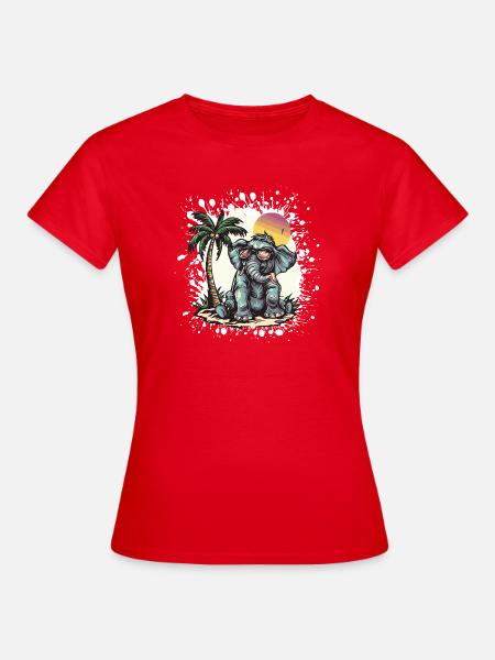Elefant Sommer Comic - Frauen T-Shirt - Rot