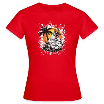 Huhn Sommer Comic - Frauen T-Shirt - Rot - Vorne - AI Model Female 172 dark (172cm)