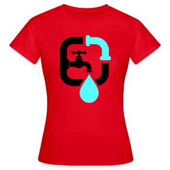 Klempner Wasserhahn Rohr Logo - Frauen T-Shirt - Rot - Vorne - AI Model Female 172 dark (172cm)