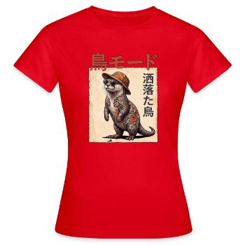 Japanischer Shibuya Otter - Frauen T-Shirt - Rot - Vorne - AI Model Female 172 dark (172cm)