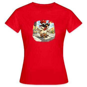 Un poulet cool en skateboard traversant la route - T-shirt Femme - rouge - Devant - AI Model Female 172 dark (172cm)