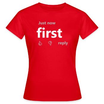 Zuerst jetzt Bold Monochrome - Frauen T-Shirt - Rot - Vorne - AI Model Female 172 dark (172cm)