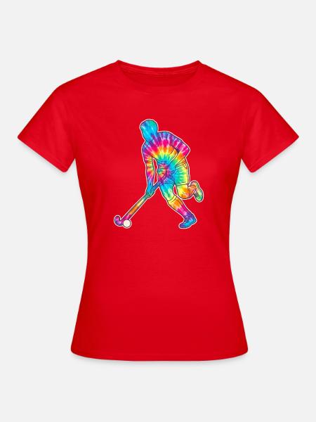 Tie-Dye Hockeyspieler Silhouette - Frauen T-Shirt - Rot
