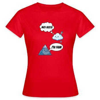 J'ai Faim Moi Aussi Montagne Nuage Humour - T-shirt Femme - rouge - Devant - AI Model Female 172 dark (172cm)