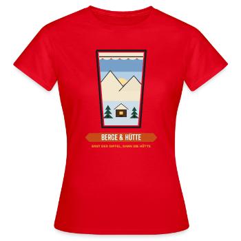 Berge im Glas – Ski & Hütte - Frauen T-Shirt - Rot - Vorne - AI Model Female 172 dark (172cm)