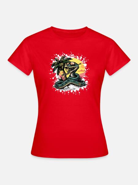 Schlange Kobra Sommer Comic - Frauen T-Shirt - Rot