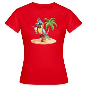 Papagei Sommer Palme - Frauen T-Shirt - Rot - Vorne - AI Model Female 172 dark (172cm)