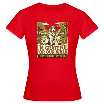 Terrier Jack Russel is grateful for a walk - Frauen T-Shirt - Rot - Vorne - AI Model Female 172 dark (172cm)