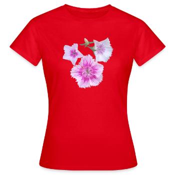 Transparent_Bicolor_Dianthus_Pink_Bedding_Plant - T-shirt Femme - rouge - Devant - AI Model Female 172 dark (172cm)