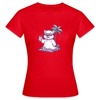 Eisbär Sommer Urlaub - Frauen T-Shirt - Rot - Vorne - AI Model Female 172 dark (172cm)