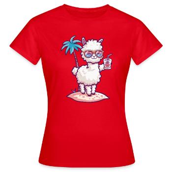 Alpaca Llama Summer Holiday - Women's T-Shirt - red - Front - AI Model Female 172 dark (172cm)