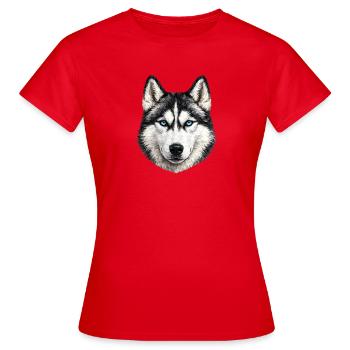 Geometrischer Husky Blick - Frauen T-Shirt - Rot - Vorne - AI Model Female 172 dark (172cm)
