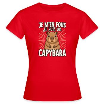 Je m'en fous je suis un capybara - süßes Capybara - Frauen T-Shirt - Rot - Vorne - AI Model Female 172 dark (172cm)
