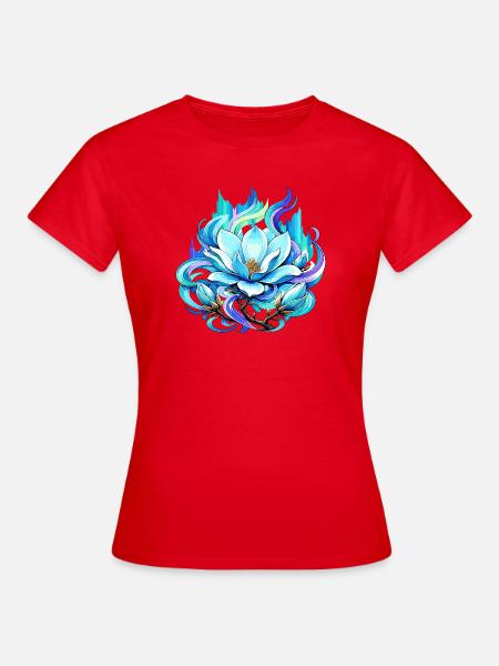 Blau Lotus Prisma Muster - Frauen T-Shirt - Rot