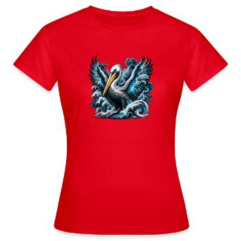 Lightning Pelican Storm Art - Women's T-Shirt - red - Front - AI Model Female 172 dark (172cm)