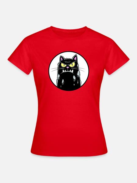 Grimmiger Kater mit weissem hintergrund - Frauen T-Shirt - Rot