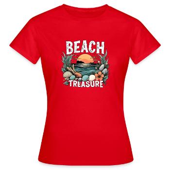 Beach Treasure Sonnenuntergang - Frauen T-Shirt - Rot - Vorne - AI Model Female 172 dark (172cm)