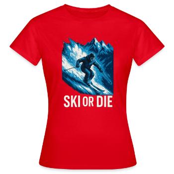 Skieur Assaut Sommital Bleu - T-shirt Femme - rouge - Devant - AI Model Female 172 dark (172cm)