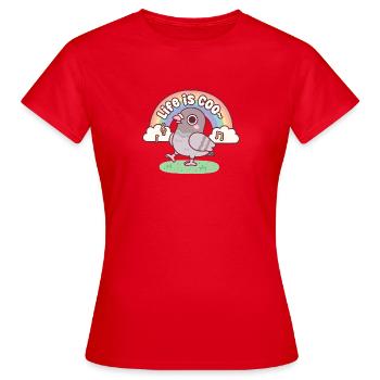 Mignonne Pigeon et Rainbow Life est une citation de jeu de mots coo - T-shirt Femme - rouge - Devant - AI Model Female 172 dark (172cm)
