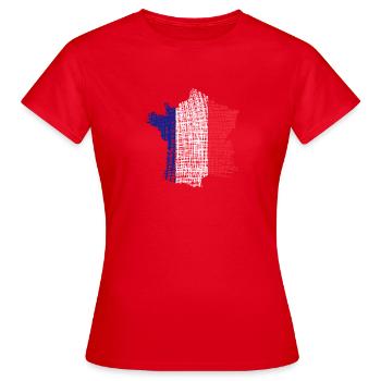 Drapeau de carte de la France en style trait - T-shirt Femme - rouge - Devant - AI Model Female 172 dark (172cm)