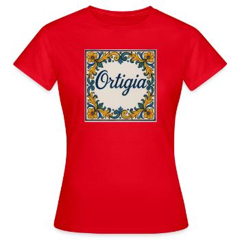 Ortiga Keramikkachel Muster - Frauen T-Shirt - Rot - Vorne - AI Model Female 172 dark (172cm)