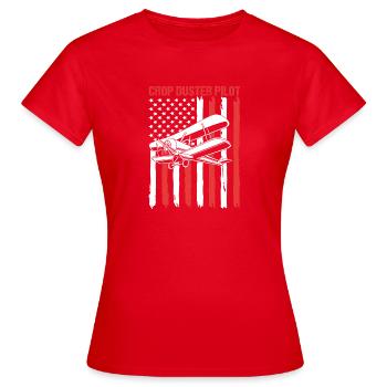 Crop Duster Airplane Pilot - Women's T-Shirt - red - Front - AI Model Female 172 dark (172cm)