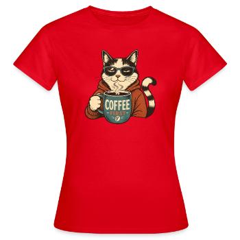Coffee First Cat - Women's T-Shirt - red - Front - AI Model Female 172 dark (172cm)