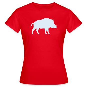 Silhouette bleue du sanglier sauvage - T-shirt Femme - rouge - Devant - AI Model Female 172 dark (172cm)