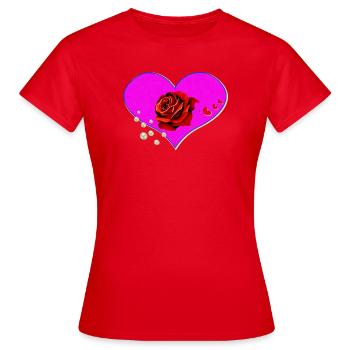 Neon Pink Herzrose perlenmuster - Frauen T-Shirt - Rot - Vorne - AI Model Female 172 dark (172cm)
