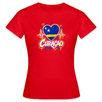 Conception du drapeau graffiti de cœur de Curaçao - T-shirt Femme - rouge - Devant - AI Model Female 172 dark (172cm)