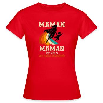 Maman Et Fils Équipe Imbattable Rétro Vintage - T-shirt Femme - rouge - Devant - AI Model Female 172 dark (172cm)