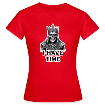 I Am Time - Conception de TTRPG du Roi Liche Mort-vivant - T-shirt Femme - rouge - Devant - AI Model Female 172 dark (172cm)