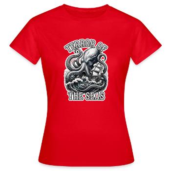 Terreur des mers - Kraken Monster Sea TTRPG - T-shirt Femme - rouge - Devant - AI Model Female 172 dark (172cm)