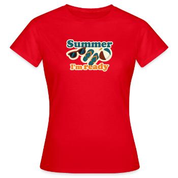 Sommerreif – Retro-Strandstimmung - Frauen T-Shirt - Rot - Vorne - AI Model Female 172 dark (172cm)