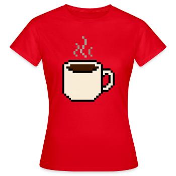T-shirt Retro Coffee Pixel Tasse de café gaming - T-shirt Femme - rouge - Devant - AI Model Female 172 dark (172cm)