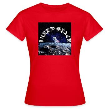Astronaute sur l’arc lunaire Texte cosmique - T-shirt Femme - rouge - Devant - AI Model Female 172 dark (172cm)
