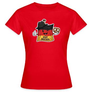 Echt Deutsch Flaggenheld - Frauen T-Shirt - Rot - Vorne - AI Model Female 172 dark (172cm)