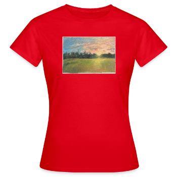 Meadow at sunset - Women's T-Shirt - red - Front - AI Model Female 172 dark (172cm)