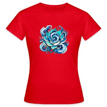 Blue Lotus Sea Waves - Women's T-Shirt - red - Front - AI Model Female 172 dark (172cm)