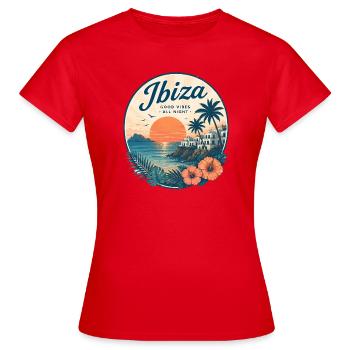 Ibiza Sunset Tropical Poster - Women's T-Shirt - red - Front - AI Model Female 172 dark (172cm)
