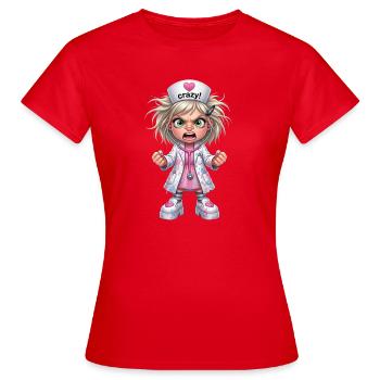 Crazy Nurse Cartoon - Women's T-Shirt - red - Front - AI Model Female 172 dark (172cm)