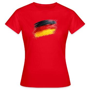 Germany Flag Brushstroke Title - Women's T-Shirt - red - Front - AI Model Female 172 dark (172cm)