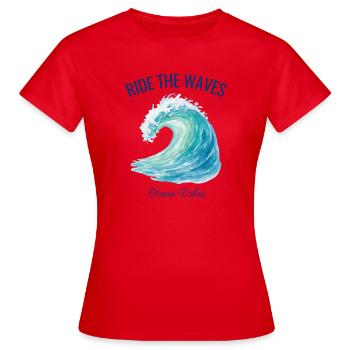 Ride the Waves Sea Wave - Women's T-Shirt - red - Front - AI Model Female 172 dark (172cm)