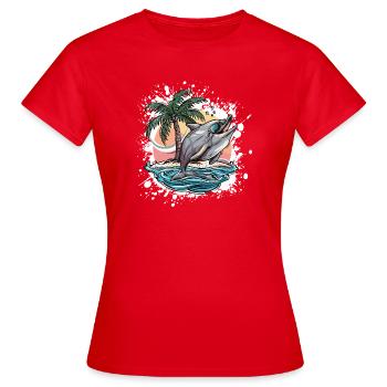 Vacances d’été des dauphins - T-shirt Femme - rouge - Devant - AI Model Female 172 dark (172cm)