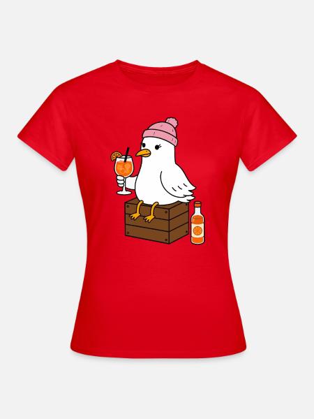 Möwe mit Cocktail im Strandlook - Frauen T-Shirt - Rot