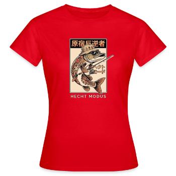 Japanischer Hecht Angler - Frauen T-Shirt - Rot - Vorne - AI Model Female 172 dark (172cm)