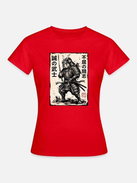 Samurai Bulldogge - Frauen T-Shirt - Rot