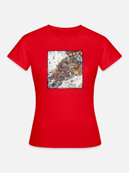 Japanische Tattoos Wand Retro - Frauen T-Shirt - Rot